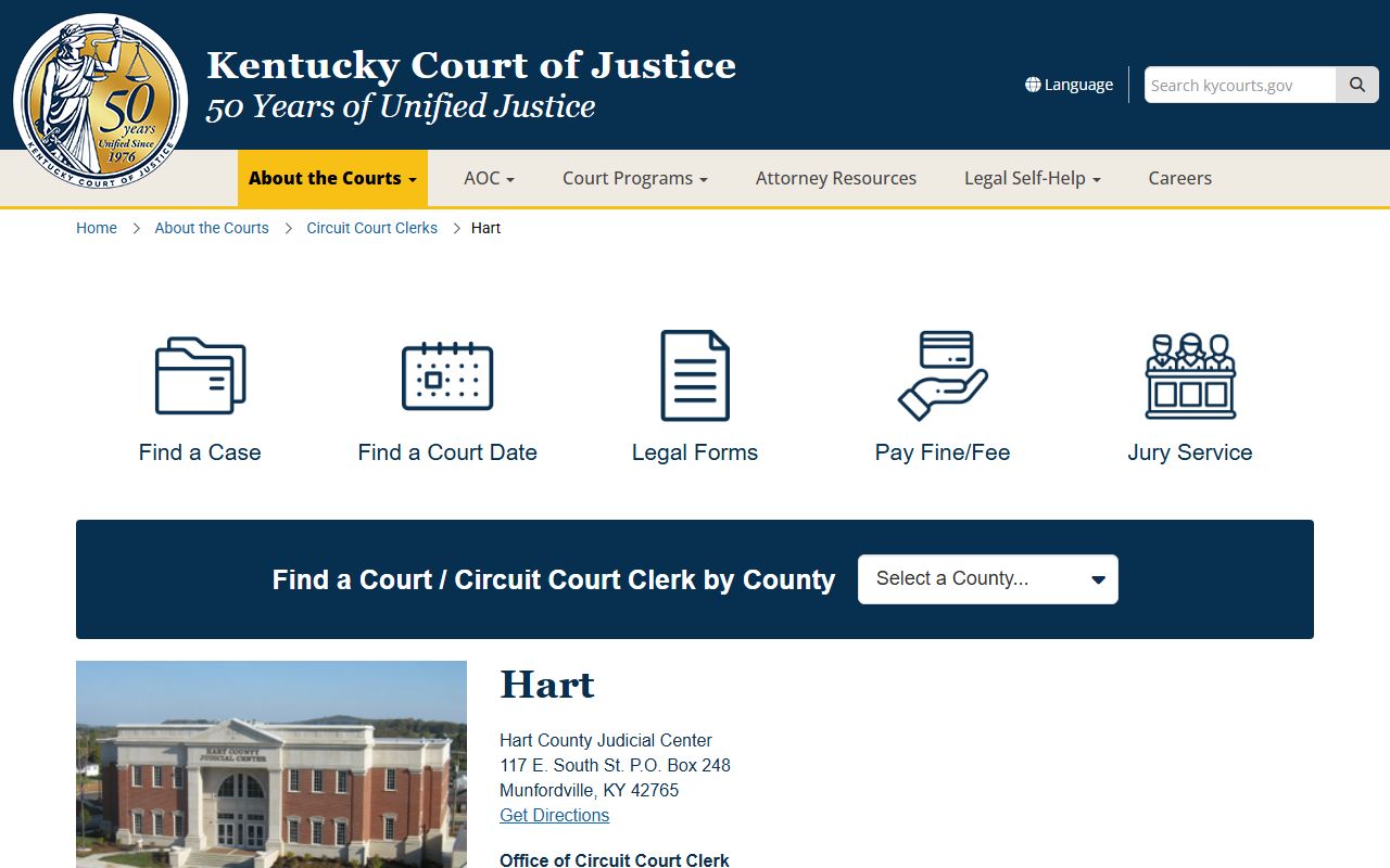 Hart County court records official county court page