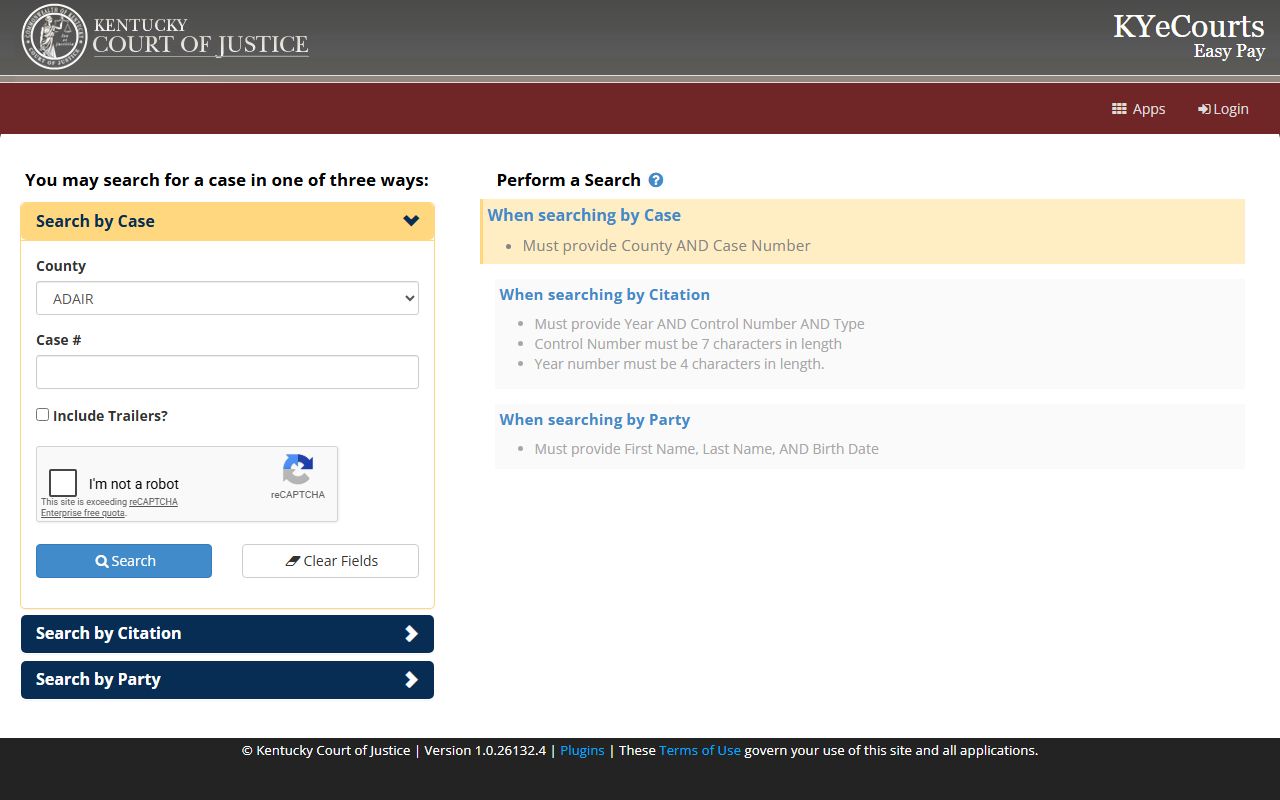 Hart County court records ePay search portal